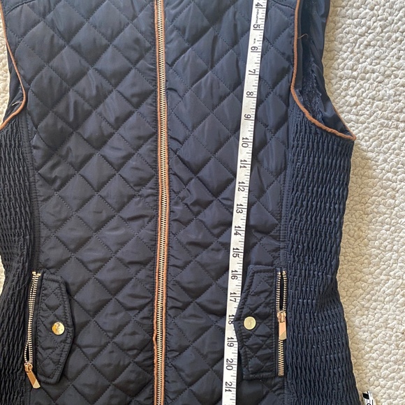Black Quilted Vest with Tan Trim - Picture 9 of 13